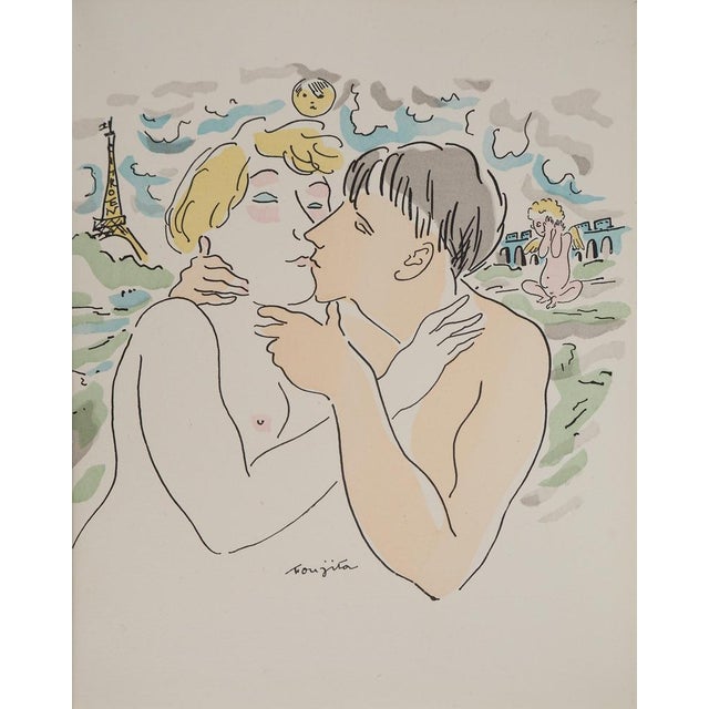 Léonard Tsuguharu Foujita, Lovers in Paris, Original Engraving For Sale - Image 9 of 9