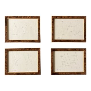 1980s Four Original Robert Cook Abstract Ink Drawings Set of 4 For Sale