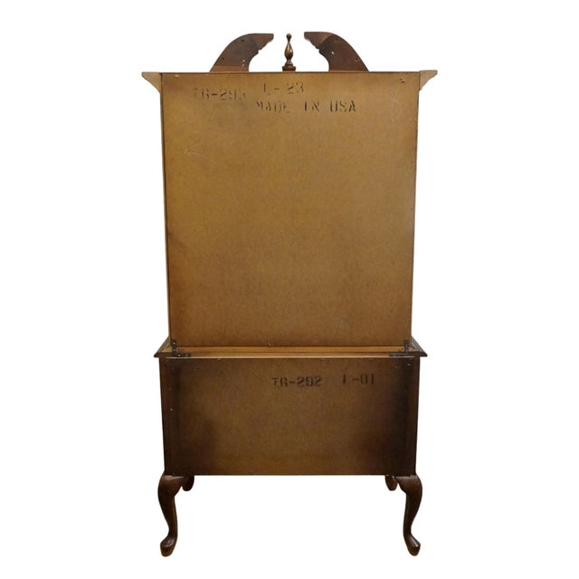 American Drew Solid Cherry Traditional Queen Anne 38" Pediment Highboy Chest 76-292 / 76-293 For Sale - Image 9 of 12