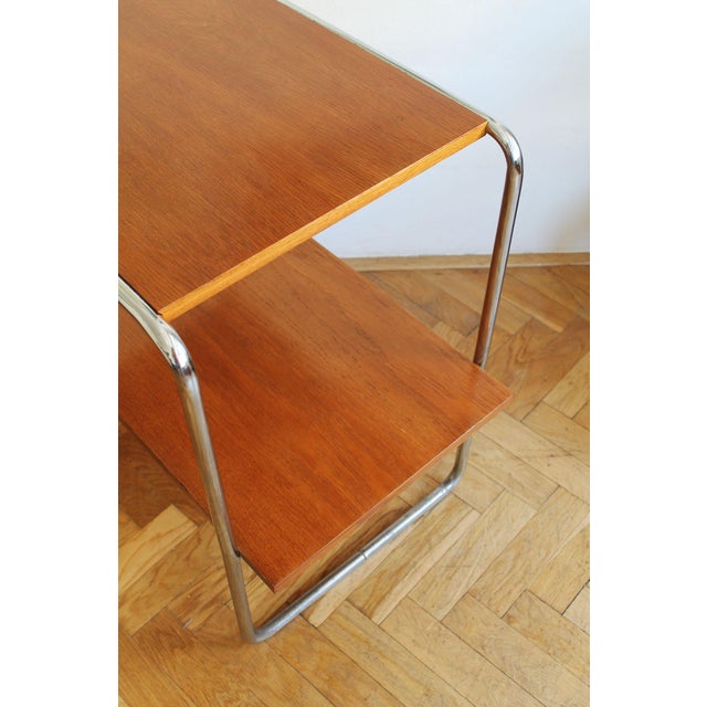 Brown Modernist Tubular Steel Side Table in the style of Marcel Breuer for Kovona, 1920s For Sale - Image 8 of 15