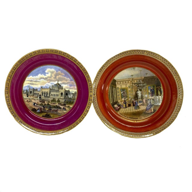 Red 1876 Philadelphia Exhibition Porcelain Plates - a Pair For Sale - Image 8 of 8