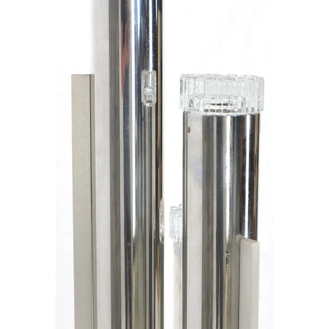 Chrome Chrome Triple Candle Shape Cylinder Base Glass Prisms Floor Lamp For Sale - Image 8 of 9