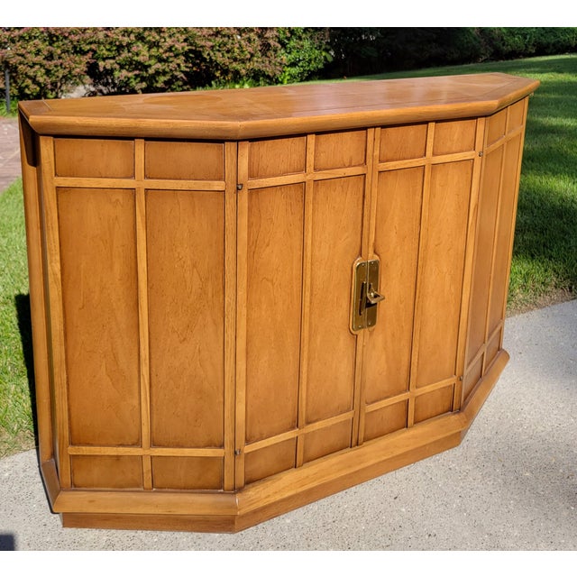 1960s 1964 Drexel Meridian Tri-Front Walnut Hall Chest by John Van Koert For Sale - Image 5 of 9