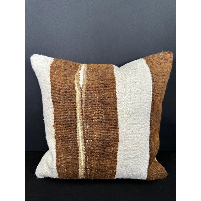 Turkish Hemp Pillow Cushion Natural Beige Brown Cushion Cover 20x20 For Sale - Image 4 of 4