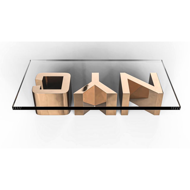 "Nyc" Coffee Table With Bronze, Handmade For Sale In Los Angeles - Image 6 of 8