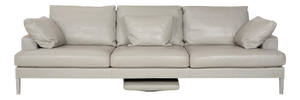 Clarus 3-Seater Sofa in Grey Leather from FSM