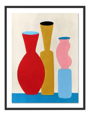 Three Sentries by Jelly Chen in Black Framed Paper, Small Art Print