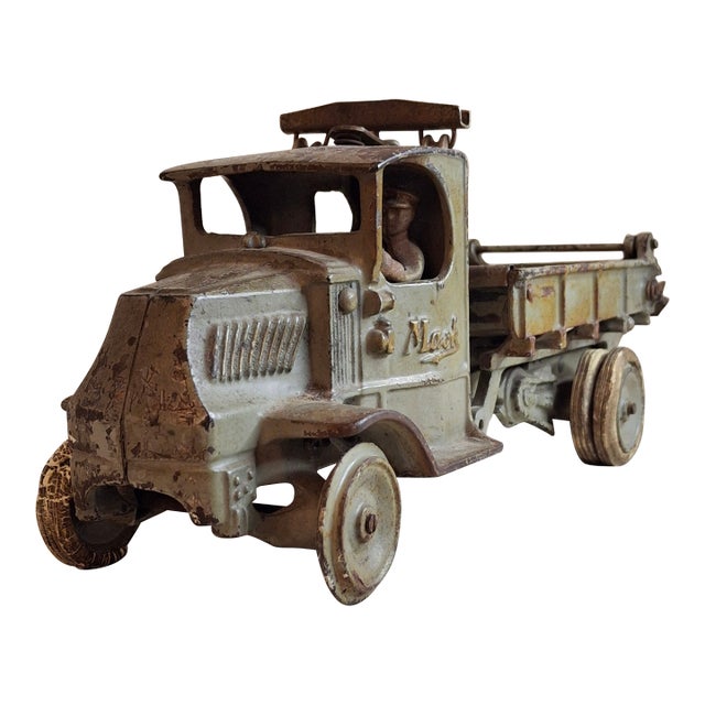 Antique Arcade Cast Iron Mack Ac Dump Truck Large 11.5" Original Paint 1925 For Sale