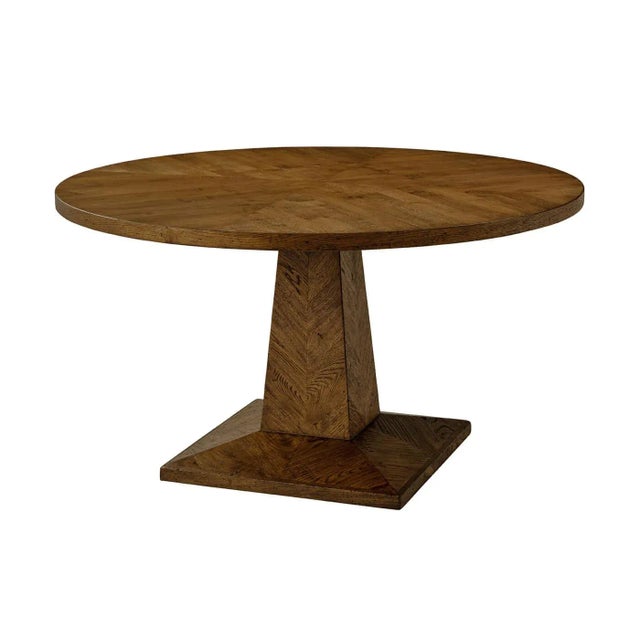 2020s Dark Oak Parquetry Round Dining Table For Sale - Image 5 of 5