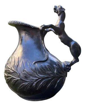 19th Century Italian Grand Tour Bronze Wine Vessel Askos with Panther Handle