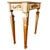 Mid-century Italian-style console table crafted with hand-carved wood accents and featuring fluted tapered legs...