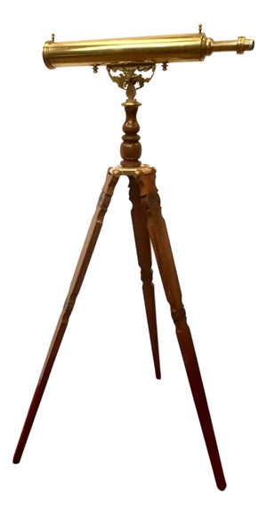 Brass Telescope and Mahogany Stand, 20th Century