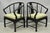 Chinoiserie Vintage Oriental Ming Style Ebonized Horseshoe Lounge Chairs by Century (A) Pair For Sale - Image 3 of 17