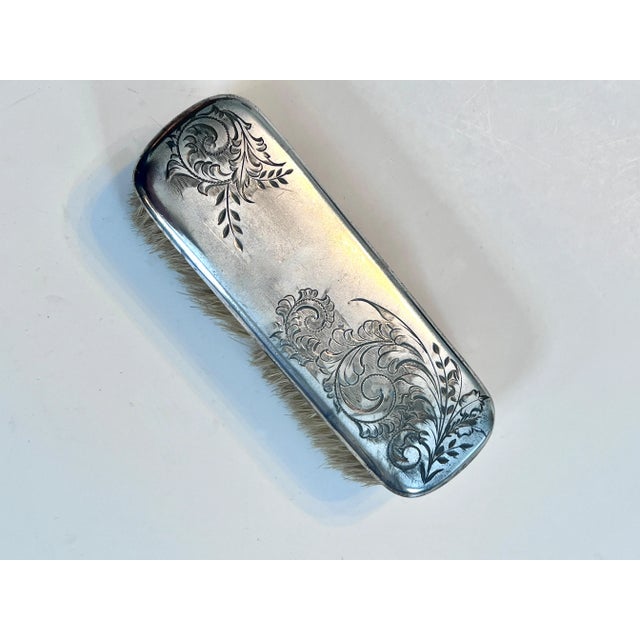 Mid 20th Century Silver Etched Horse Hair Clothes Brush For Sale - Image 5 of 8