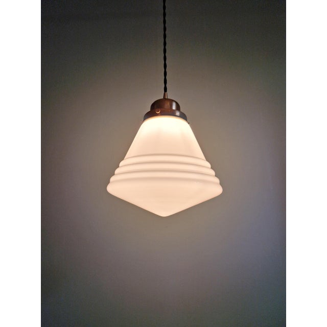 Art Deco Pendant Light in Conical White Opaline Glass from Philips, 1930 For Sale - Image 11 of 13
