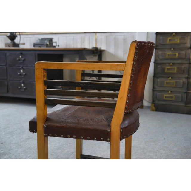 Mid-Century Modern Modern Leather Armchair, 1940s For Sale - Image 3 of 10