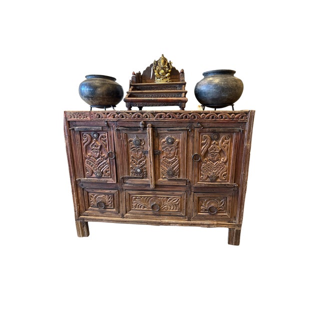 1900 - 1909 Antique Indian Teakwood Carved Damachiya For Sale - Image 5 of 6