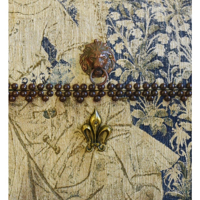 Antique French Tapestry Travel Foldout Desk Trunk W/ Dome Top & Brass ...