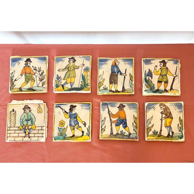 Italian Ceramic Tiles, 900, Set of 8 For Sale - Image 11 of 12