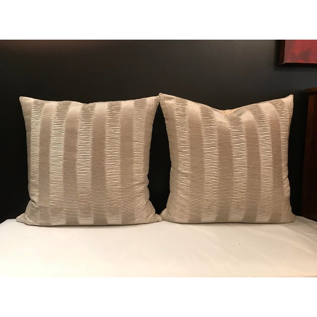 Italian Kravet Couture Metallic Pleat Pillows - a Pair For Sale - Image 6 of 6