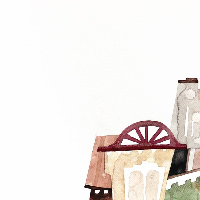 Abstract Town House New York - Original New York Architectural Watercolor Painting on Paper For Sale - Image 3 of 7