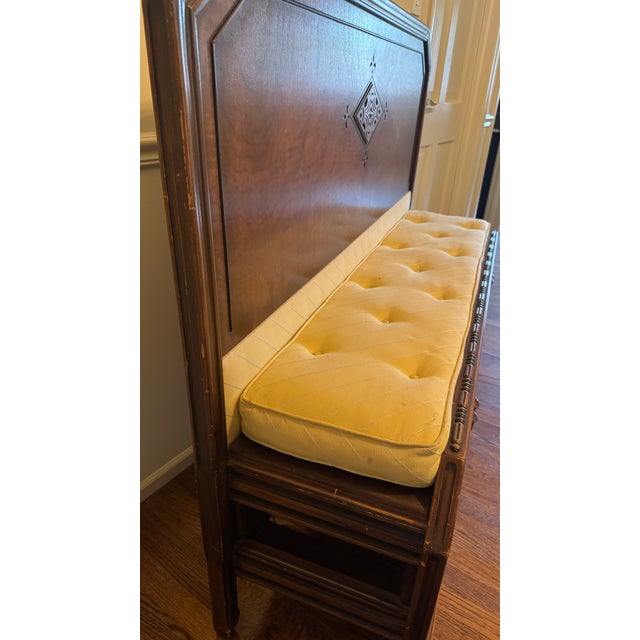English Berkey & Gay Jacobean Revival Carved Burl Walnut Bench, 1920s For Sale - Image 3 of 9