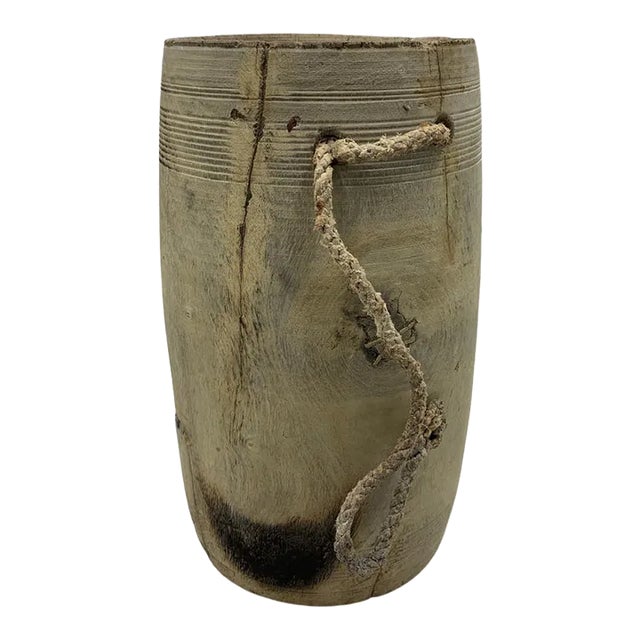 Vintage Indian Wood Vessel For Sale