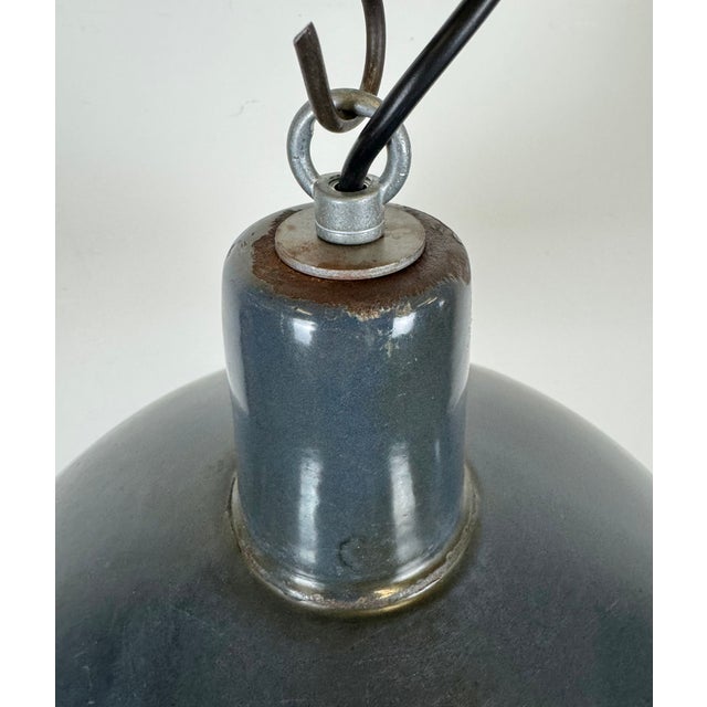 Industrial Dark Blue Enamel Pendant Lamp from Emax, 1960s For Sale - Image 6 of 18