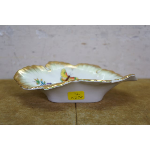Purple VTG Herend Hungary Queen Victoria Porcelain Double Leaf Trinket Dish Tray Vbo For Sale - Image 8 of 14