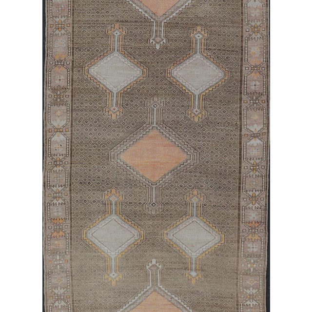 Vintage Turkish Kars Gallery Runner With Soft Taupe, Sand, and Muted Orange For Sale - Image 11 of 14