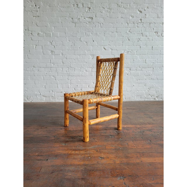 Tan 1940s Rustic Pine Log & Rawhide Side Chair For Sale - Image 8 of 15