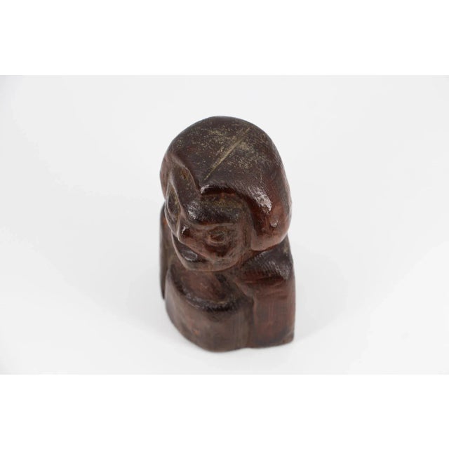 Wood American Folk Art Primitive Wooden Woman Bust 19th Century For Sale - Image 7 of 9