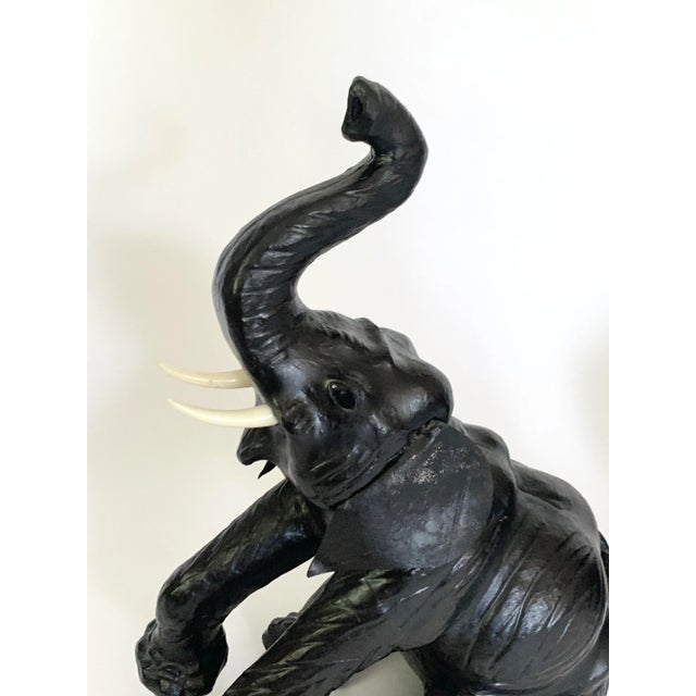 Mid 20th Century Vintage Leather Elephants - a Pair For Sale - Image 5 of 9
