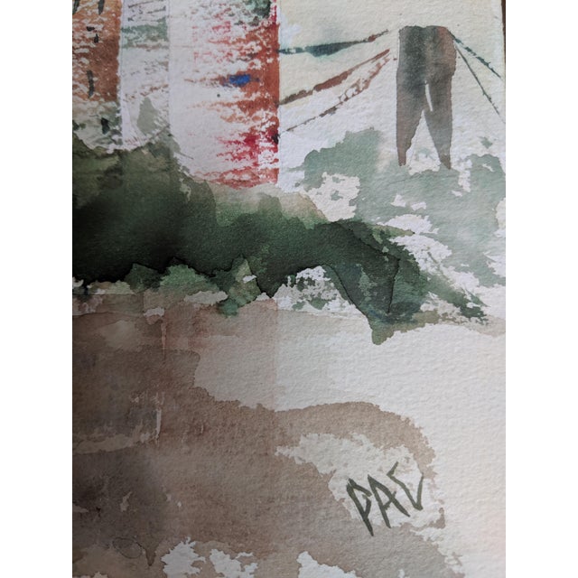 Paint Original Cityscape of Cleveland Ohio City Skyline Watercolor Painting For Sale - Image 7 of 7