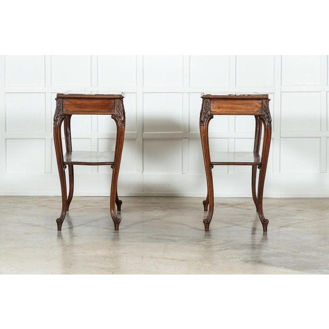 French Walnut and Marble Serving Tables, 1880s, Set of 2 For Sale - Image 12 of 18