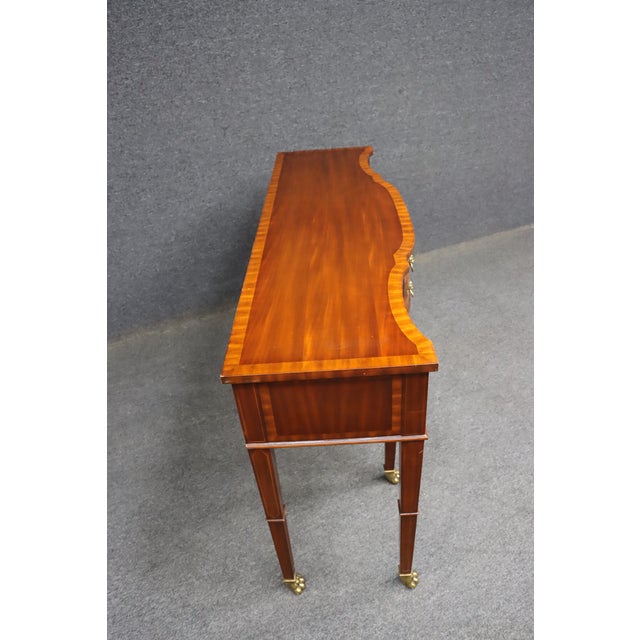 Maitland-Smith Mahogany Inlaid Console Table With Six Drawers and Brass Paw Feet For Sale - Image 13 of 15