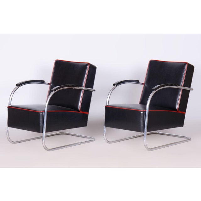 Bauhaus FN21 Armchairs in Leather by Mücke-Melder for Up Závody, Czech, 1930s, Set of 2 For Sale - Image 17 of 17
