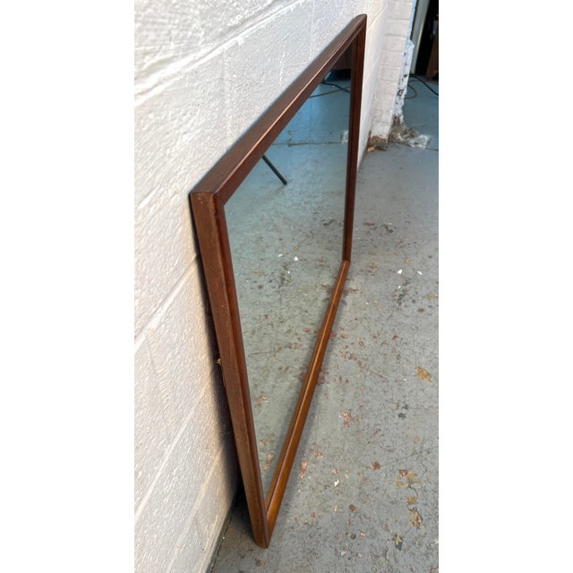 Mid-Century Walnut Bedroom Wall Mirror For Sale In New York - Image 6 of 7