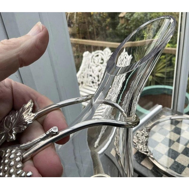 Metal Italian Sterling Silver and Hand-Blown Crystal Duck Carafe by Macini Carlo, Florence, 1971 For Sale - Image 7 of 17