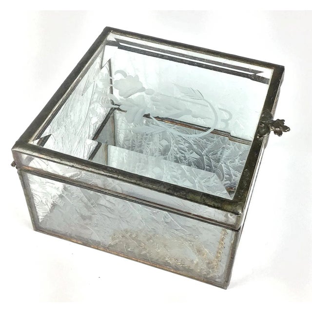 Victorian Etched Glass Jewelry Box For Sale - Image 4 of 10