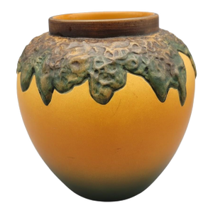 Vintage Ipsen Denmark Vase #784 – Pumpkin & Green Drip Glaze, 7”