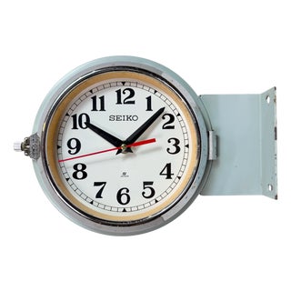 Vintage Grey Seiko Maritime Double-Sided Wall Clock, 1980s For Sale