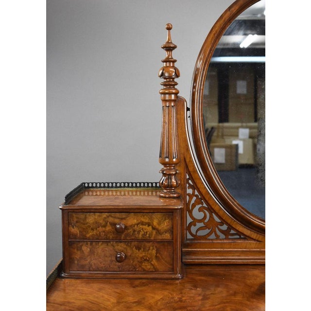 Wood Victorian Burr Walnut Dressing Table, 1860s For Sale - Image 7 of 12