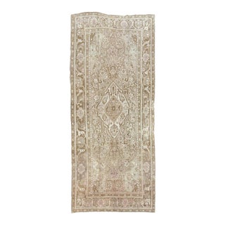 Rare Antique Karabagh Rug, 5' X 11' | Ivory, Beige & Brown Floral Design For Sale