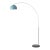 Half Dome Mid Century 1960s Arc Floor Lamps - Pool Blue Steel Shade, Satin Nickel Body, Black Marble Base For Sale