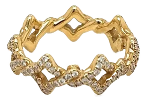 David Yurman Venetian Quatrefoil Diamond 18k Yellow Gold 6mm Band Ring - Size 3