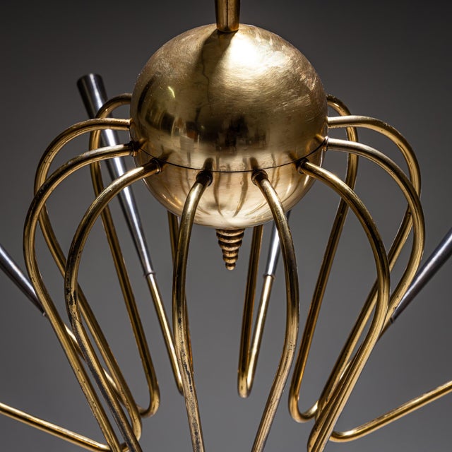 Sputnik Brass Chandelier, Italy, Mid-20th Century For Sale - Image 4 of 9