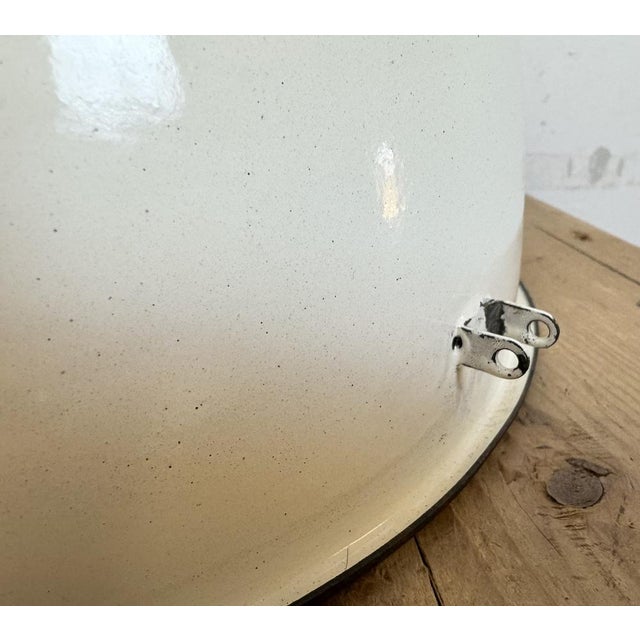 Soviet Industrial White Enamel Pendant Lamp, 1960s For Sale - Image 16 of 18
