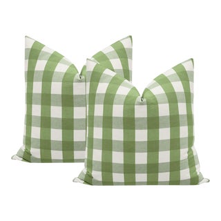 22" Clover Country Check Pillows - a Pair For Sale