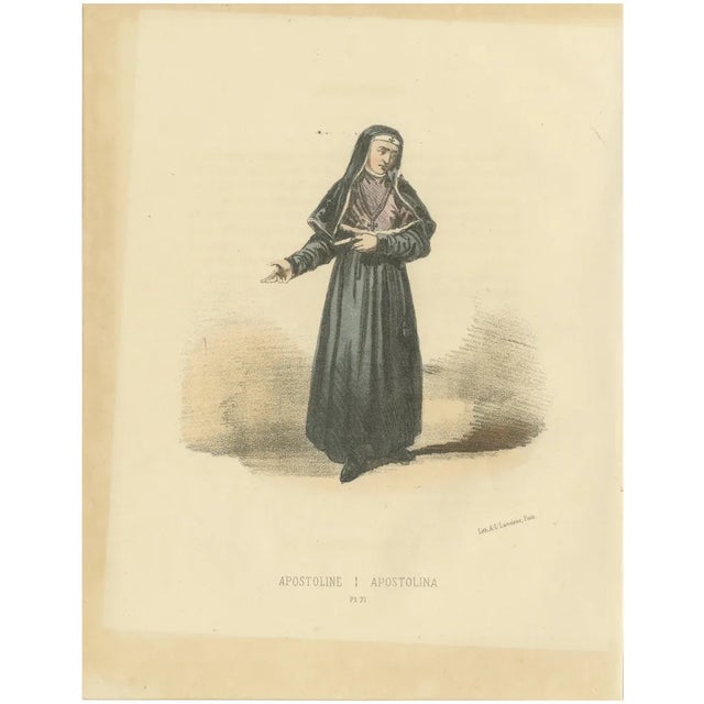 Apostoline Nun, 1862, Lithograph For Sale
